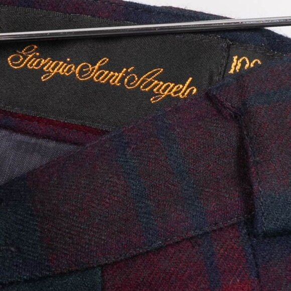 Giorgio Sant Angelo VTG Pleated Shorts 12 Womens Plaid Wool Red Green Bulgaria - Picture 5 of 6